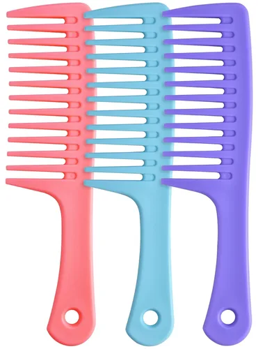 Miniatura 12 de Peine de dientes anchos, peine grande desenredante para mujeres y hombres, cepillo de peinado duradero para cabello rizado, largo y húmedo - Cuidado