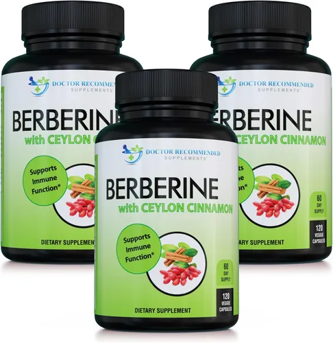 Miniatura 7 de DOCTOR RECOMMENDED SUPPLEMENTS Berberina con canela de Ceilán, 1200 mg de berberina y 100 mg de canela de Ceilán orgánica, 120 cápsulas vegetales