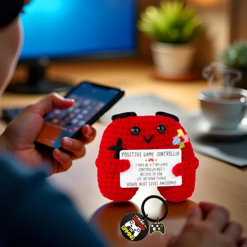 Miniatura 5 de Regalos para jugadores, controlador de juego de ganchillo positivo y llavero inspirador, idea de regalo única para adolescentes, juego de regalo
