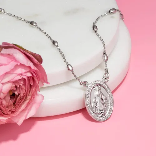 Miniatura 8 de Ross-Simons Italian Sterling Silver Miraculous Medal Bead Station Necklace