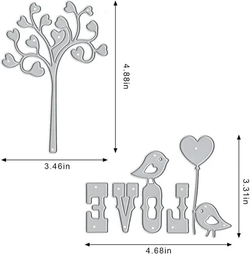 Miniatura 2 de Hying Troqueles de corte de marco de árboles de San Valentín para hacer tarjetas y decoraciones de álbumes de fotos, globos de pájaros, corazones