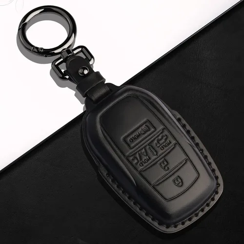Miniatura 4 de Tukellen Funda de cuero para llavero Toyota compatible con Land Cruiser 2019-2026, Venza 2021-2026, Grand Highlander Hilux, Fortuner, Tundra Negro