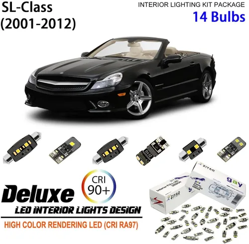 Miniatura 8 de Kit de luz interior LED para Mercedes Benz SL Class R230 2001-2012 Paquete de repuesto de bombillas de cúpula, 6000 K xenón blanco luces LED