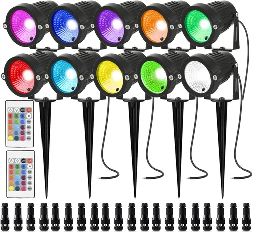 Miniatura 10 de Luces de paisaje de bajo voltaje RGB de 5 W, iluminación LED de paisaje que cambia de color, IP66 impermeable al aire libre, luz decorativa