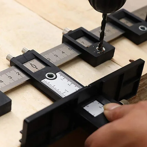 Miniatura 2 de Fafeicy Plantilla de hardware de gabinete, localizador de punzón de mango ajustable para taladro de carpintería, instalación de pomos delanteros