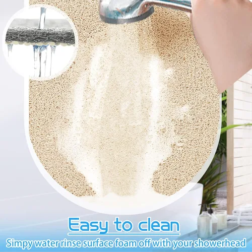 Miniatura 6 de Tapete antideslizante para bañera de PVC suave, tapete para bañera de baño de 16 x 40 pulgadas, color beige