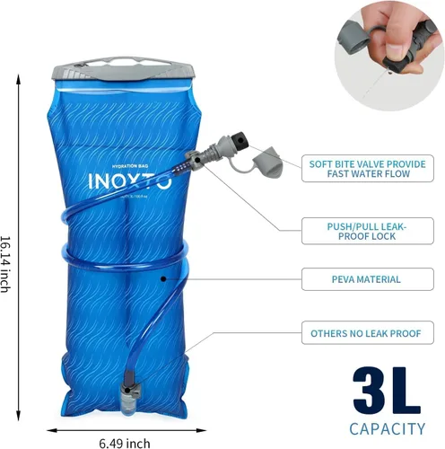 Miniatura 5 de INOXTO - Mochila de senderismo de 35 litros con cámara de 3 litros, mochila de campamento con cubierta impermeable para lluvia para hombres, mochila