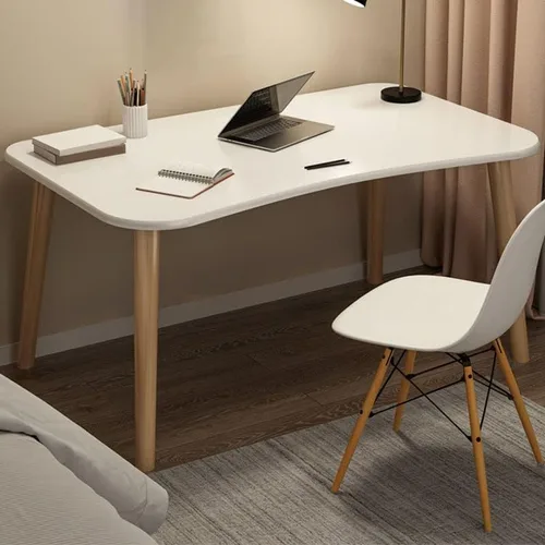 Miniatura 18 de Escritorio de estudio de oficina contemporáneo, escritorio contemporáneo para computadora, escritorio de trabajo con patas de madera, blanco, sin