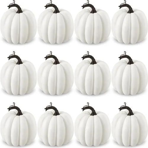 Miniatura 9 de Liliful 20 calabazas artificiales de espuma de 4.7 x 5.2 pulgadas, calabazas falsas de plástico para decorar decoraciones de simulación de cosecha