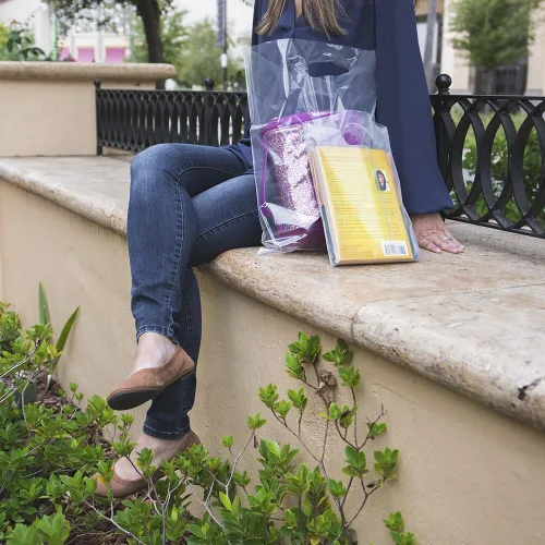 Miniatura 4 de ClearBags 100 bolsas transparentes con asa de 9 x 12, extragruesas de 2.25 mil, bolsas de regalo de plástico para compras al por menor, resistentes