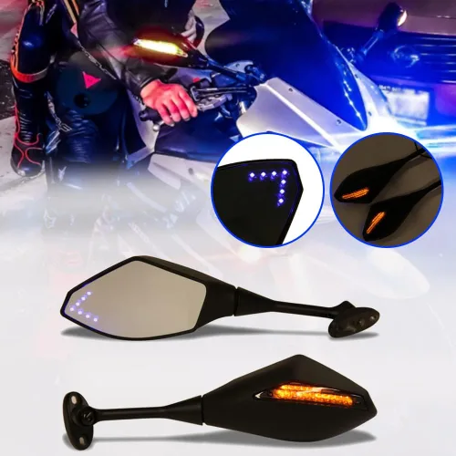 Miniatura 10 de DREAMIZER Espejos retrovisores para motocicleta con luz de señal de giro integrada, espejo de manillar compatible con CBR500RR CBR600RR CBR1000RR