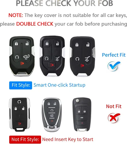 Miniatura 7 de OFFCURVE Funda de cuero para llave de automóvil Chevy GMC, compatible con Chevrolet Silverado Suburban Tahoe GMC Acadia Sierra Terrain Yukon Smart