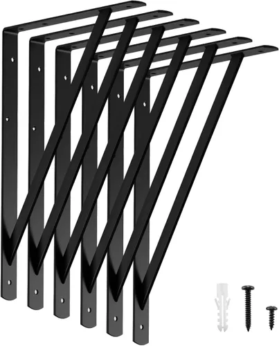 Miniatura 14 de HOME MASTER HARDWARE Soportes de estante resistentes de 12 x 8 pulgadas, capacidad de carga: 600 libras, paquete de 10 soportes L de metal blanco
