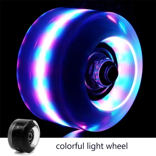 Miniatura 2 de 4 ruedas de patín con luz LED, ruedas luminosas con rodamientos instalados para patinaje de doble fila en interiores o exteriores, 1.260 x 2.283 in