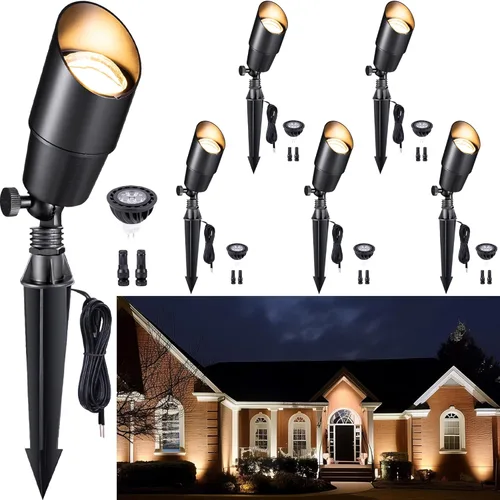 Miniatura 38 de Gardenreet Foco LED para exteriores, latón fundido a presión de 12 V con iluminación hacia arriba, impermeable, luces de paisaje de bajo voltaje