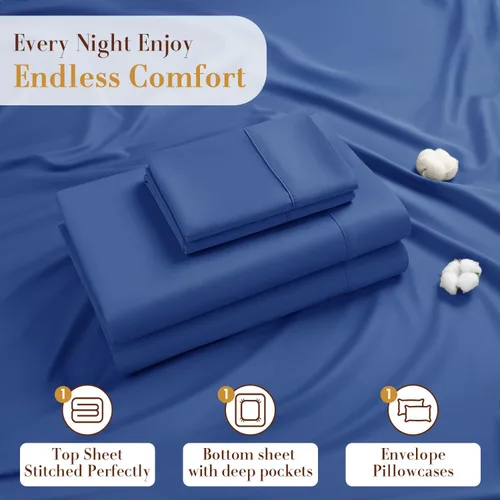 Miniatura 6 de Sábanas 100% de algodón egipcio, tamaño King, juego de sábanas pesadas de lujo de 1000 hilos, para todas las estaciones, ropa de cama súper suave