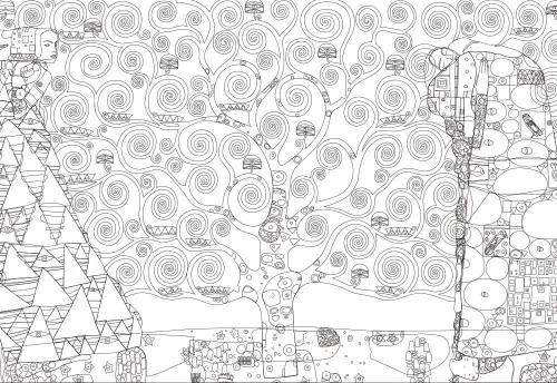 Miniatura 2 de wall26 - Esquema negro del árbol de la vida por Gustav Klimt sobre un fondo blanco - Mural de pared, calcomanía extraíble, decoración del hogar