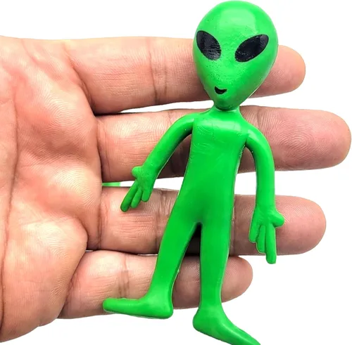 Miniatura 5 de Zugar Land Figuras de acción de extraterrestres verdes de goma flexible (3.75 pulgadas), extremidades alienígenas OVNI, juguetes sensoriales