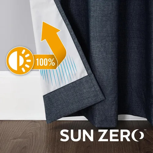 Miniatura 5 de Sun Zero Columbia - Paquete de 2 paneles de cortinas térmicas con ojales, 100 % opacas, ahorro de energía, 50 x 63 pulgadas, azul marino