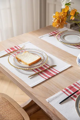 Miniatura 4 de Juego de 6 manteles individuales para mesa de comedor, manteles individuales de tela tejida para decoración de mesa de cocina, hechos a mano