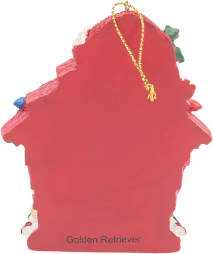 Miniatura 4 de Kurt S. Adler Golden Retriever Holiday - Adorno colgante de resina de 4 pulgadas, color rojo y marrón