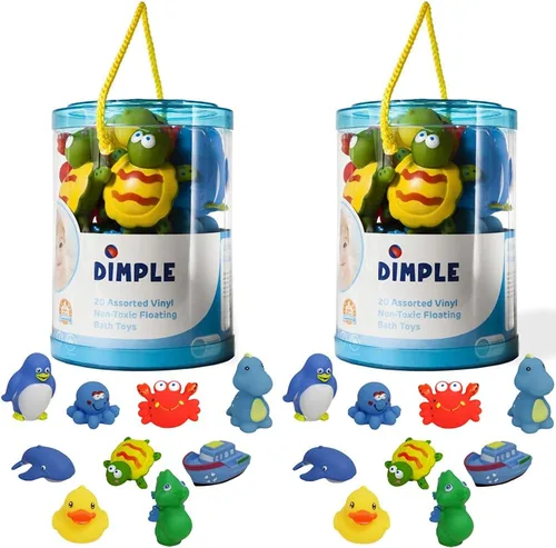 Miniatura 9 de Dimple Juego de 20 juguetes de baño flotantes, animales marinos, juguetes para niños y niñas, varios amigos de animales marinos, aprieta