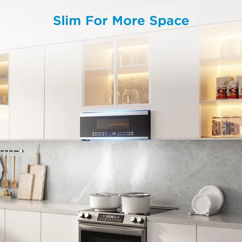 Miniatura 2 de Midea MMO12S3ASTZ Microondas de sobremesa, 1.2 pies cúbicos Microondas delgados con cocción por sensor, Microondas de acero inoxidable, 1000W
