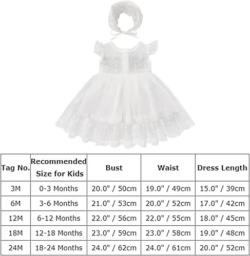 Miniatura 7 de Vestido de bautizo para niña recién nacida, con sombrero, encaje de flores, boda, primer cumpleaños, verano, bautizo, sesión de fotos