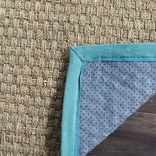 Miniatura 105 de Safavieh Natural Fiber NF114P - Alfombra redonda de hierba marina, tejido de canasta, con borde, de 244 cm, color gris Natural/ gris