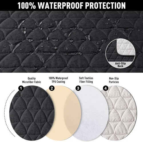 Miniatura 4 de TAOCOCO - Funda reclinable para sofá de 2 plazas con consola 100% impermeable, funda reclinable lavable antideslizante para 2 asientos, protector