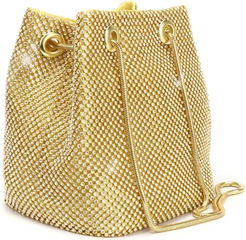Bolsa de noche para mujer, tamaño mejorado, bolsa de cubo de diamantes de imitación, bolsa de hombro brillante para fiesta, boda, cita nocturna