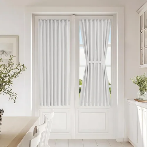 Miniatura 54 de Vatge - Cortinas autoadhesivas para puerta francesa, tratamiento de ventana con filtro de luz sin varillas ni perforaciones para puertas de cristal
