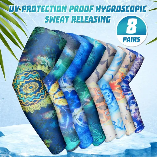 Miniatura 3 de Mepase 8 pares de mangas de jardinería deportivas mandalas para mujeres y hombres, protección solar UV, mangas de enfriamiento, protección de brazo