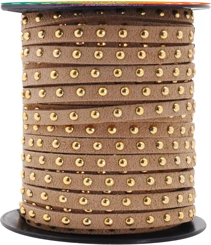 Miniatura 92 de Mandala Crafts Cordones de gamuza sintética para fabricación de joyas, 20 yardas, tiras de cordones de cuero con tachuelas doradas, cuerdas planas