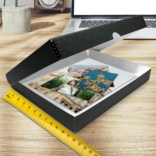Miniatura 3 de Golden State Art, Archival - Caja de almacenamiento tipo folio de 11 x 14 pulgadas, diseño de concha con borde de metal, conserva y almacena fotos