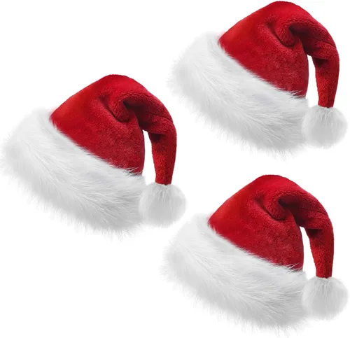 Miniatura 13 de Christmas Hat, Santa Hat for Adults/Kids/Baby Red Velvet Double Extra Thicken Unisex Xmas Hats for New Year Holiday Party