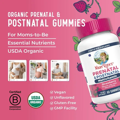 Miniatura 7 de MaryRuth Organics Vitaminas Prenatales para Mujeres Gomitas Prenatales Orgánicas del USDA Vitaminas Postnatales para Mujeres Lactantes