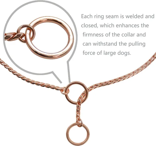 Miniatura 6 de Collar de estrangulador para perro resistente con cadena en P, collar de serpiente, antioxidante, collares de entrenamiento para perros pequeños