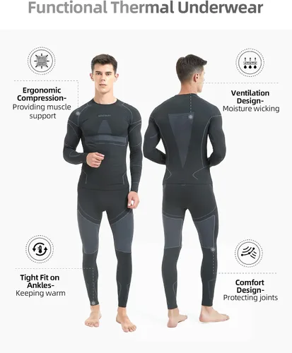 Miniatura 2 de NOOYME Ropa interior térmica para hombre, capa base de ropa interior larga para clima frío