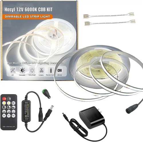 Miniatura 8 de Kit de tira de luces LED de mazorca blanca cálida regulable con control remoto RF y fuente de alimentación UL 12V 3000K CRI93+ sin puntos oscuros