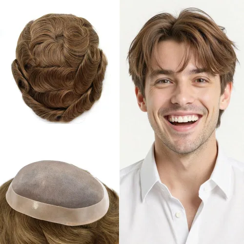Miniatura 120 de Mens Toupee Hair Piece For Men Fine Mono Men Hair System Toupee For Men Hair Piece Real Human Hair System For Men Protesis Capilar Para Hombre 6x9
