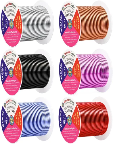 Miniatura 342 de Mandala Crafts - Alambre de aluminio anodizado de 8 calibre para hacer joyas - 9.75 m de alambre flexible negro colorido - Flexible para bonsái