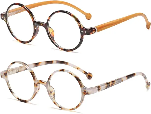 Miniatura 8 de JOVAKIT Lentes de bloqueo de luz azul redondos retro para mujeres y hombres, estilo literario vintage, sin receta
