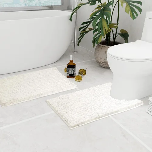 Miniatura 103 de Walensee Alfombra de baño antideslizante (24x17 pulgadas, rosa polvoriento) absorbente de agua, súper suave, lanuda de felpilla, lavable a máquina