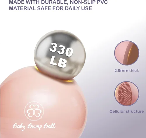 Miniatura 4 de Pelota de parto Baby Bump para embarazo y parto Bola de maternidad, yoga, pilates y ejercicio Diseño antiestallido y antideslizante