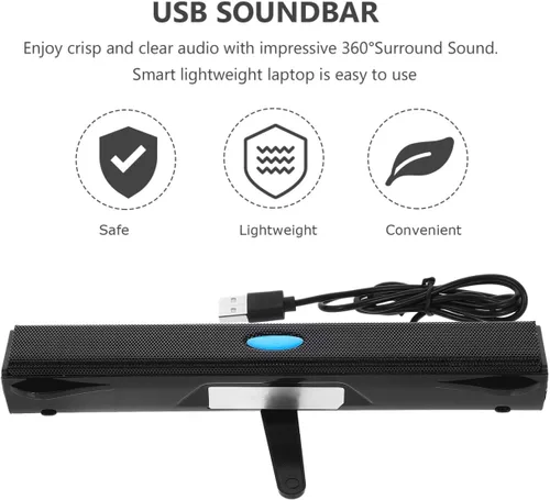 Miniatura 4 de HOMSFOU Barra de sonido de TV Barra de sonido USB Altavoz USB Surround Sound Bar, mediano, negro