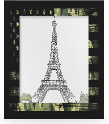 Miniatura 7 de Pardick Marco de fotos de 4 x 6 pulgadas, diseño de camuflaje del ejército, bandera estadounidense, para colgar en la pared y en la mesa, marco