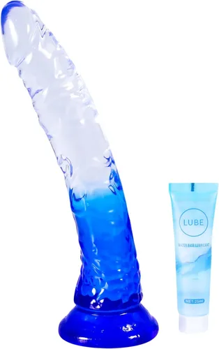 Miniatura 28 de Juguetes sexuales suaves y realistas de 9.4 pulgadas con ventosa para jugar con manos libres, pene grueso azul-morado adecuado para Violeta-Azul
