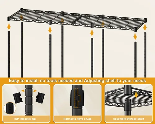 Miniatura 5 de ULIFHOME E14C - Sistema organizador de armario resistente, estantes de ropa independientes para colgar ropa, perchero ajustable de 58 pulgadas