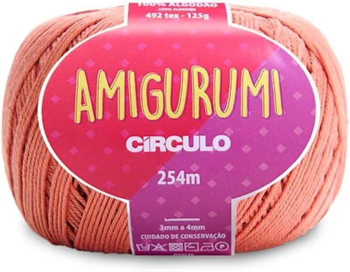 Miniatura 50 de Circulo Amigurumi Yarn, 100% Algodón Virgen Brasileño Mercerizado para Crochet y Tejido, Soft Art - Hilo de Peso Deportivo, 4.4 oz, 278 yardas